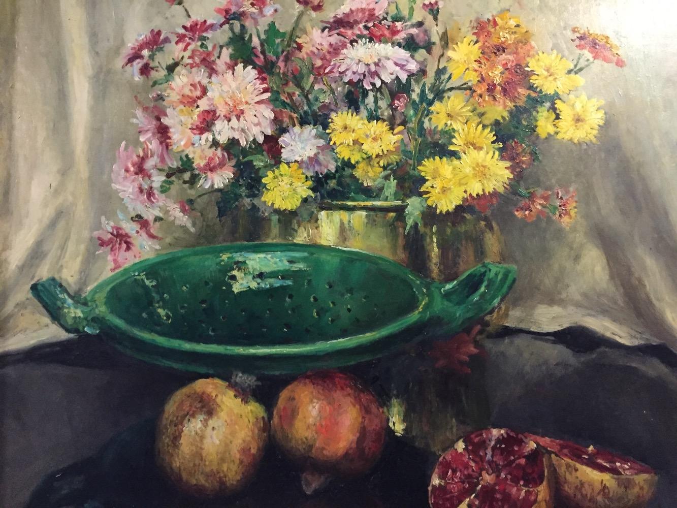 Stillife with flowers and fruit