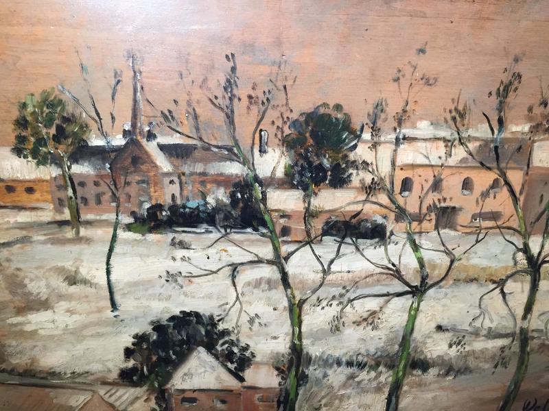 Village in the snow ( oil on panel)