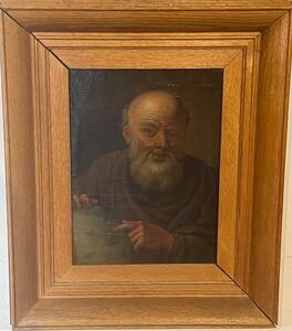 Democritius , ‘the smiling philosopher ‘ ( oil on canvas )