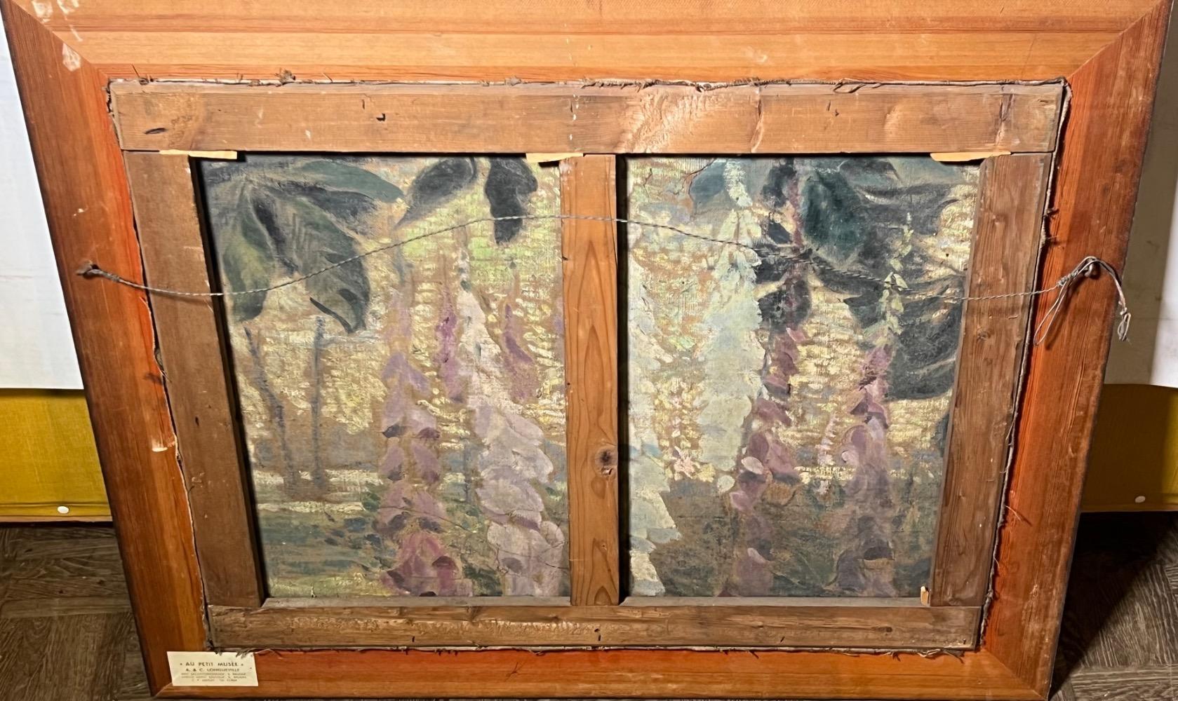 Stillife with books ( on the reverse : the garden ). ( oil on canvas)