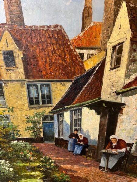 Lacemakers in Bruges ( oil on canvas )