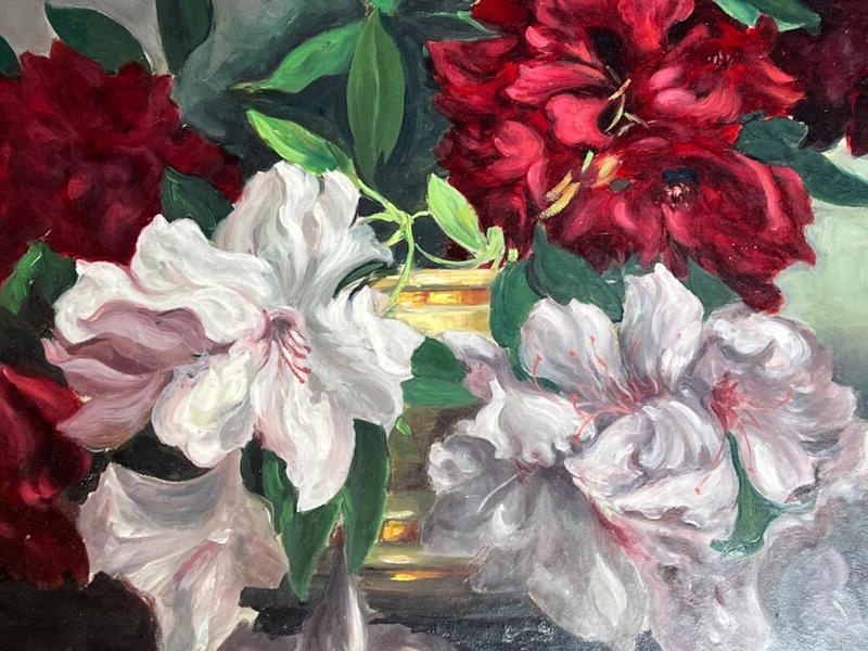 Stillife with flowers ( oil on panel)