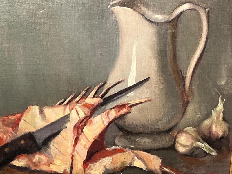 Stillife with meat ( oil on canvas )