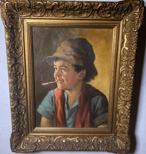 The boy with the cigarette ( oil on canvas )