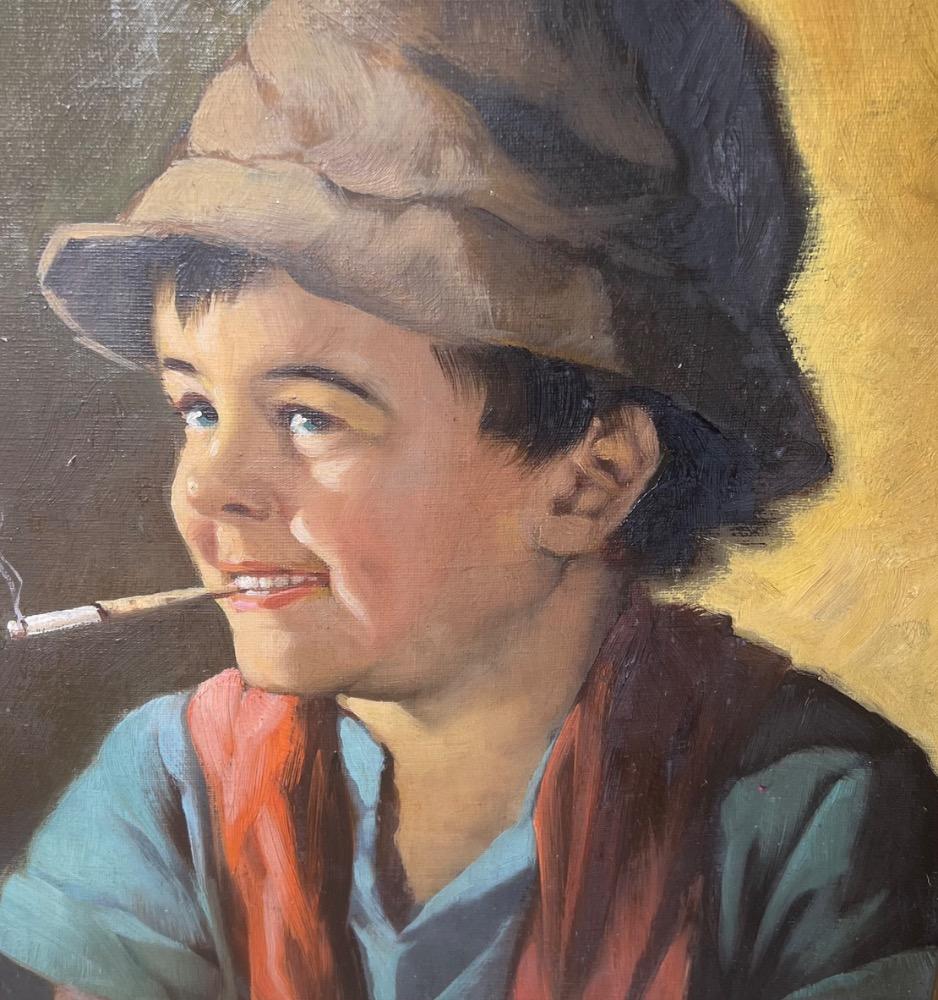 The boy with the cigarette ( oil on canvas )