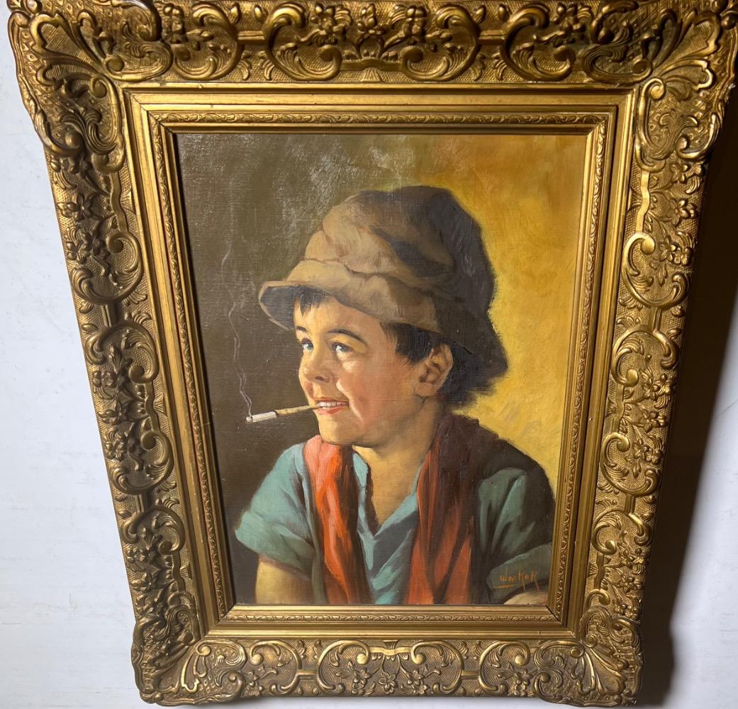 The boy with the cigarette ( oil on canvas )