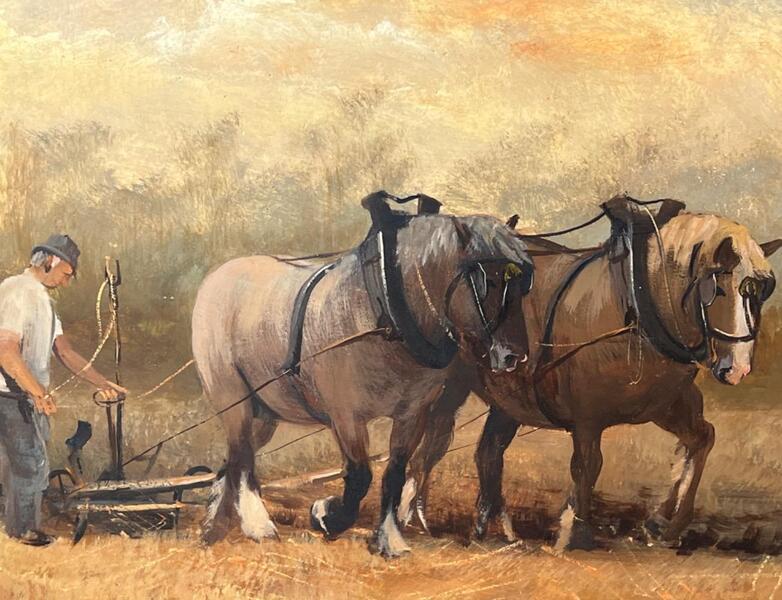 The farmer with his horses ( oil on canvas)