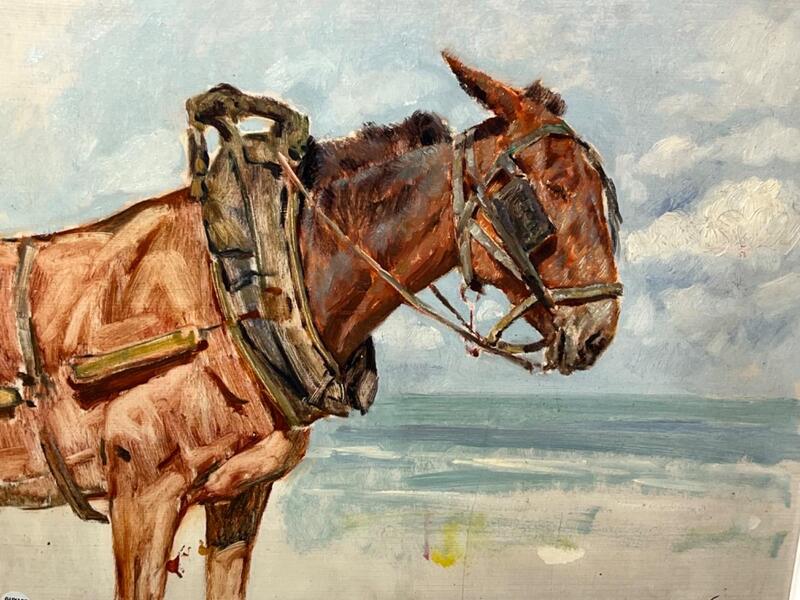 The horse at the beach ( oil on panel )