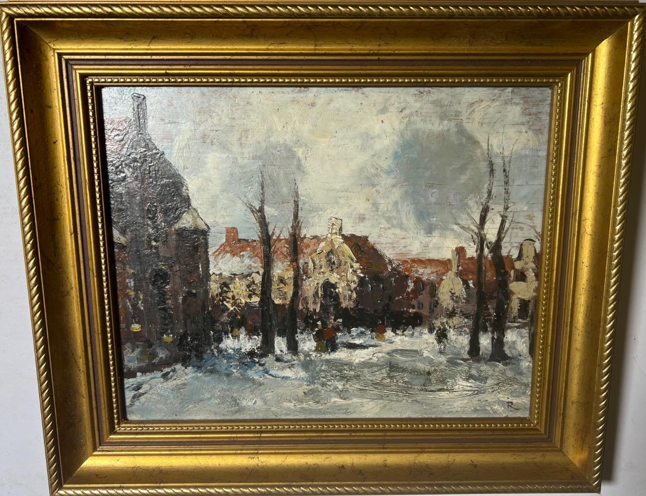 The market in thf wintertime ( oil on panel )