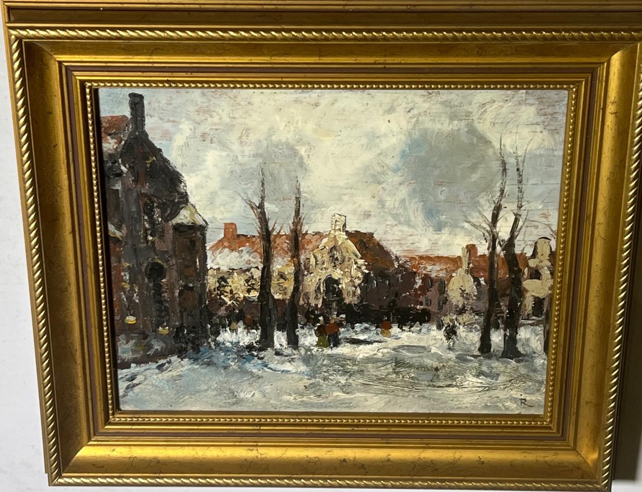 The market in thf wintertime ( oil on panel )