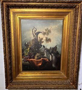 Stillife with game and wine ( oil on canvas )