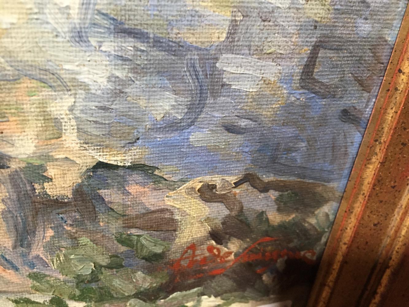 A garden in Bruges ( oil on canvas)