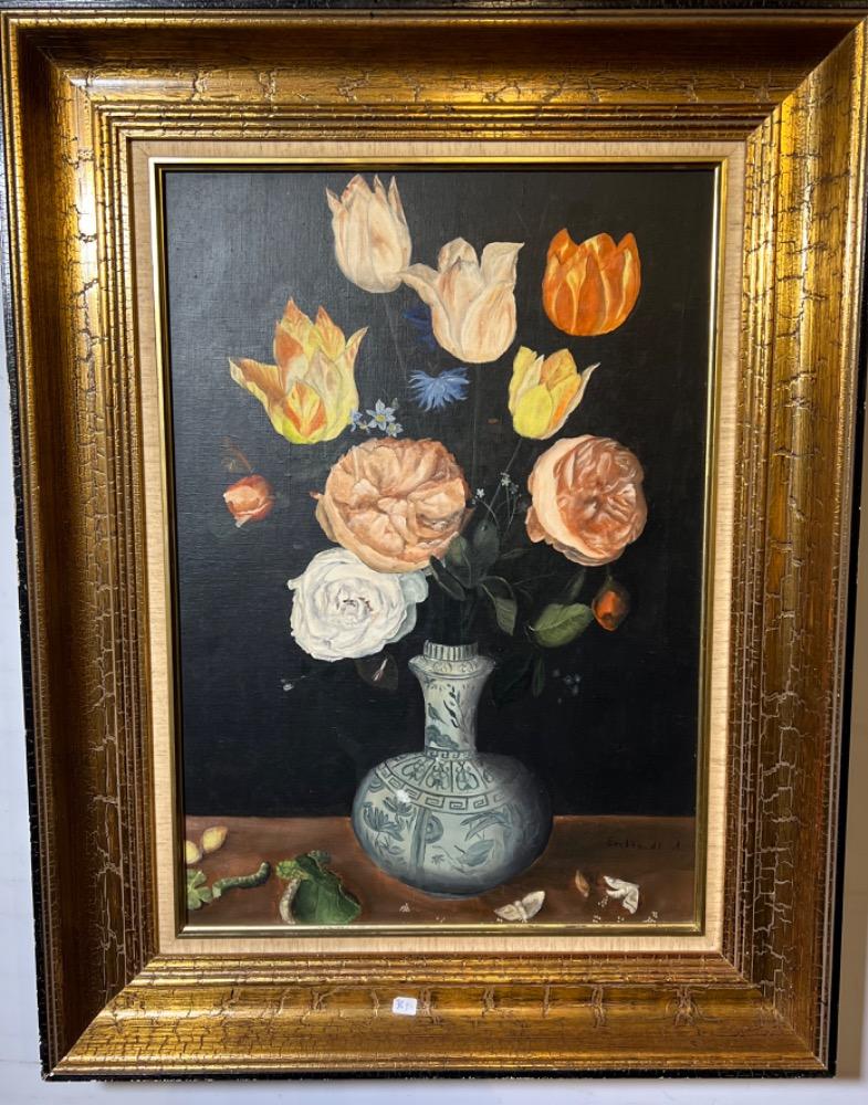Stillife with flowers ( oil on canvas )