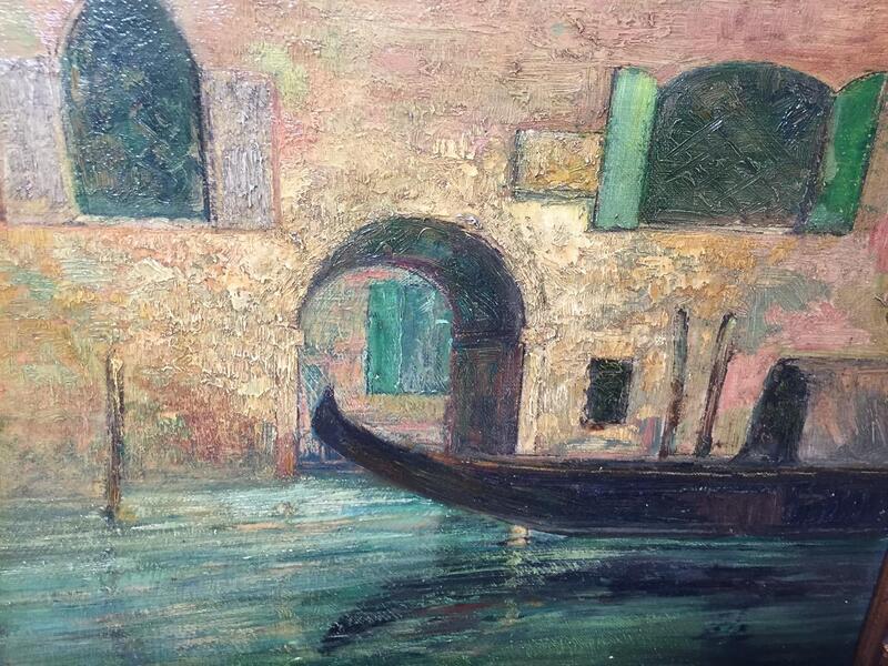 A gondola in Venice ( oil on canvas) 