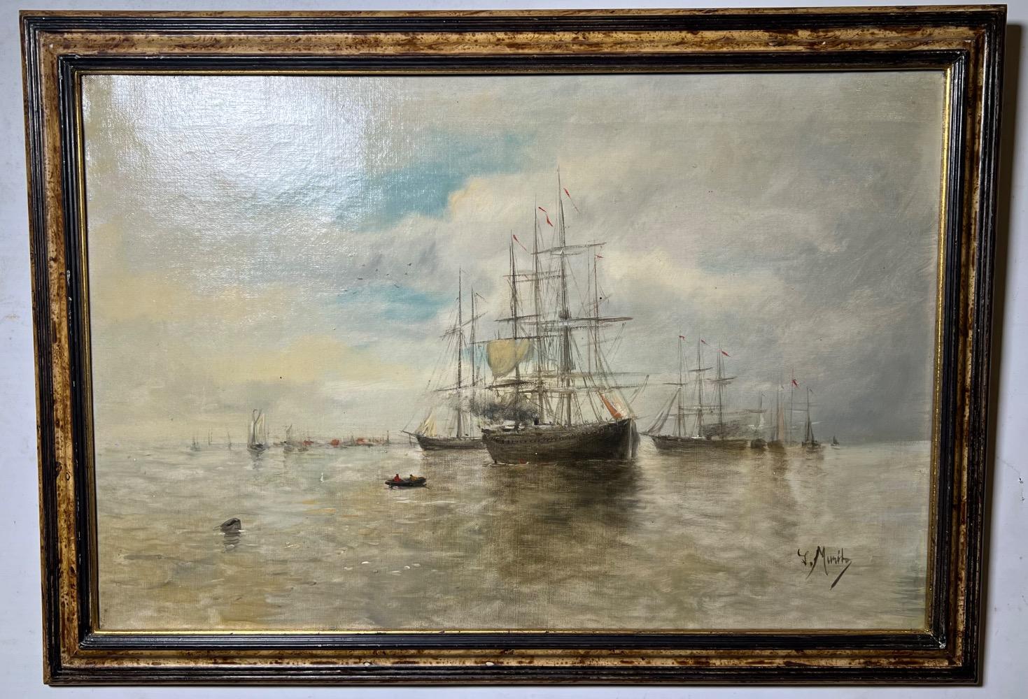 A pair of maritime scenes ( oil on canvas )
