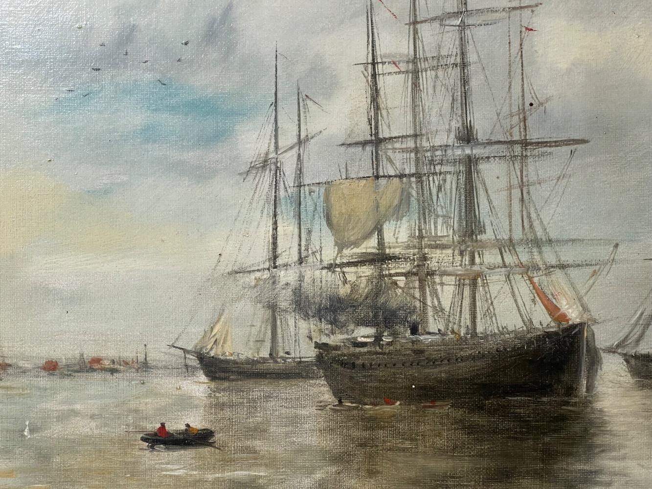 A pair of maritime scenes ( oil on canvas )