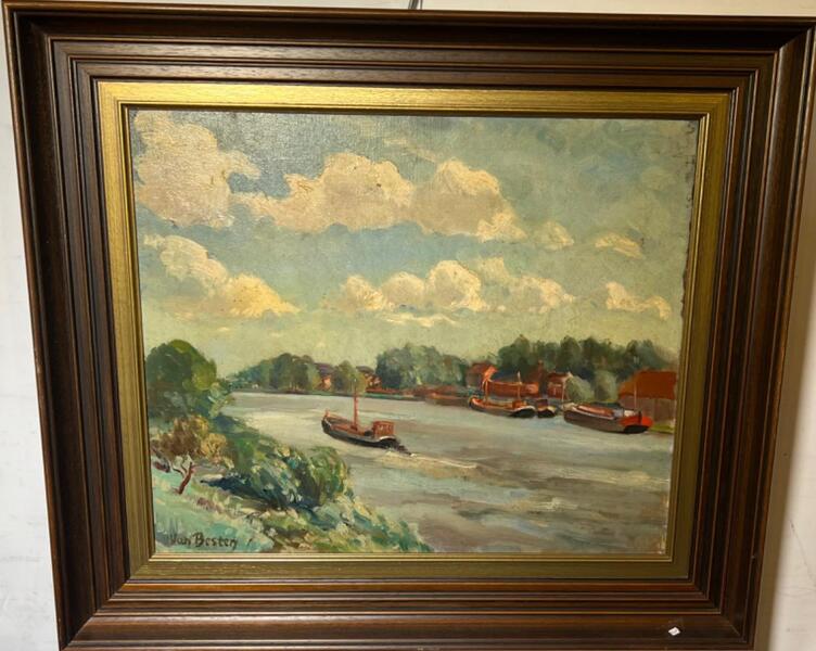 A pair of riverlandscapes ( oil on canvas )