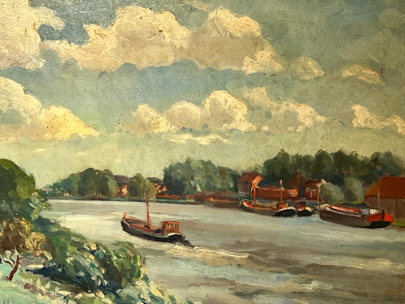 A pair of riverlandscapes ( oil on canvas )