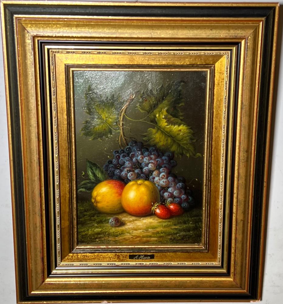 A pair of Stillifes with fruit ( oil on canvas )