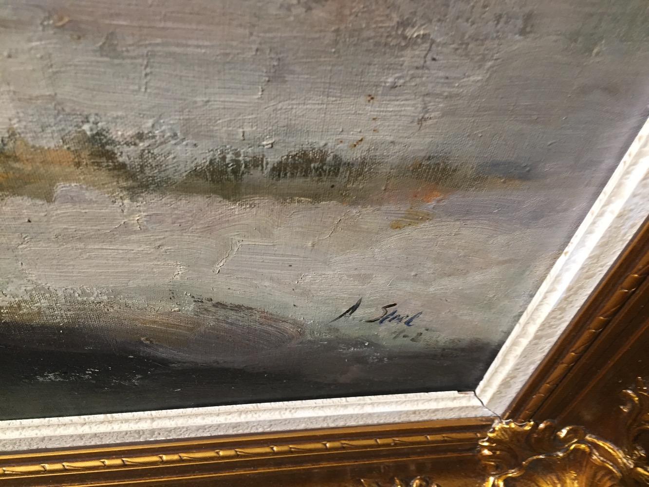 Lake in Flanders in the wintertime ( oil on canvas)