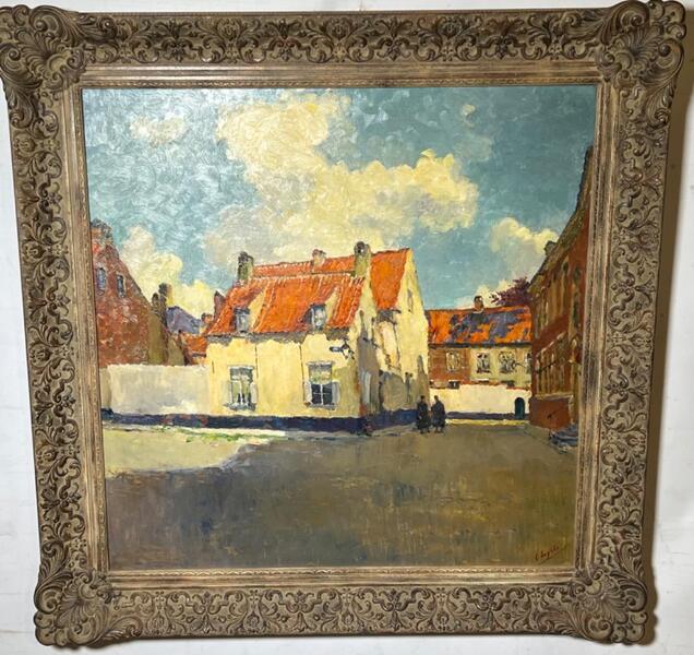 A sunny day at the Beguinage of Lier ( oil on canvas )