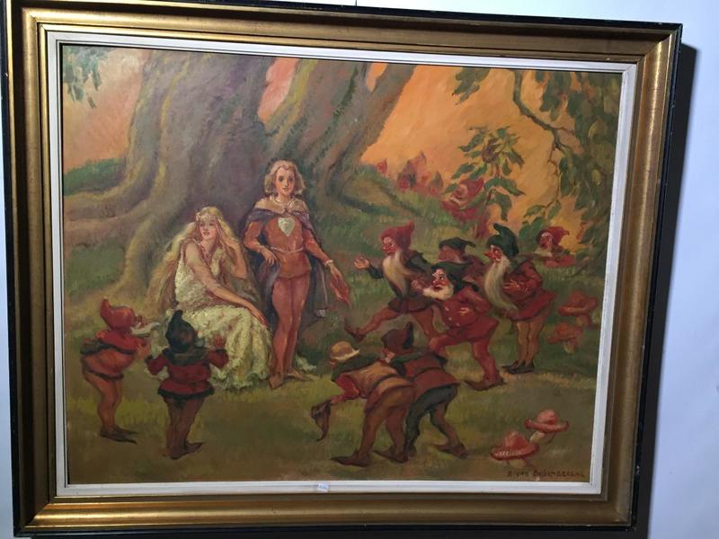 Snowwhite and the Seven dwarfs ( oil on panel )