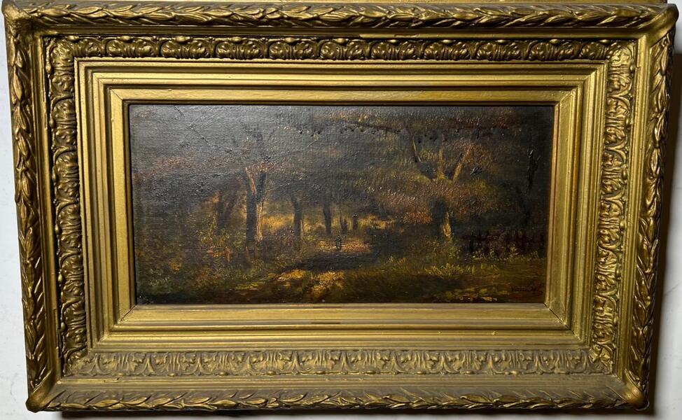 A walk in the forest ( oil on canvas on panel )