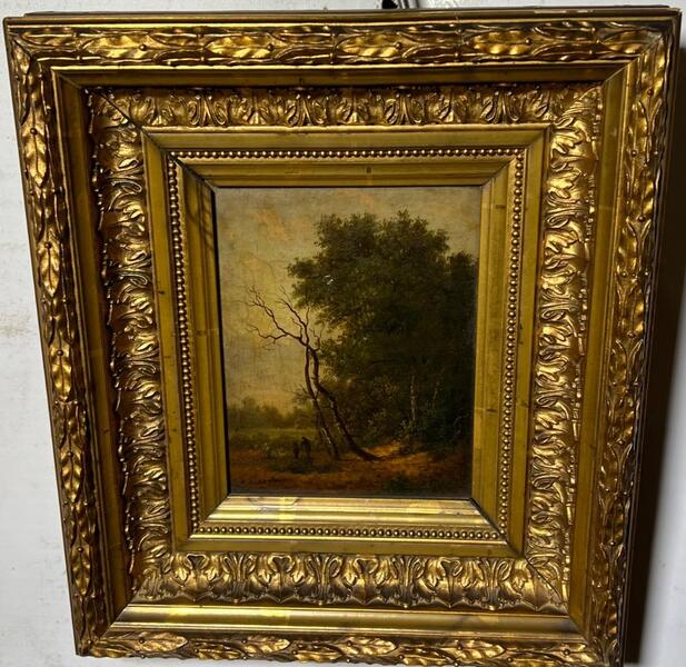 A walk near the forest ( oil on panel )