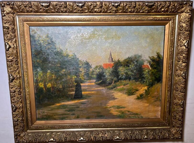 A walk to the village ( oil on canvas)