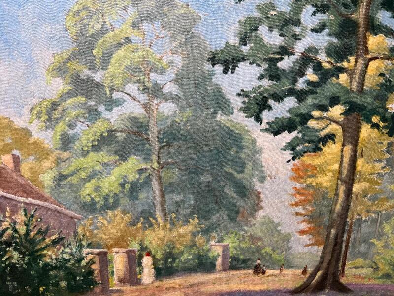 A walk with the family in the summertime ( oil on board )