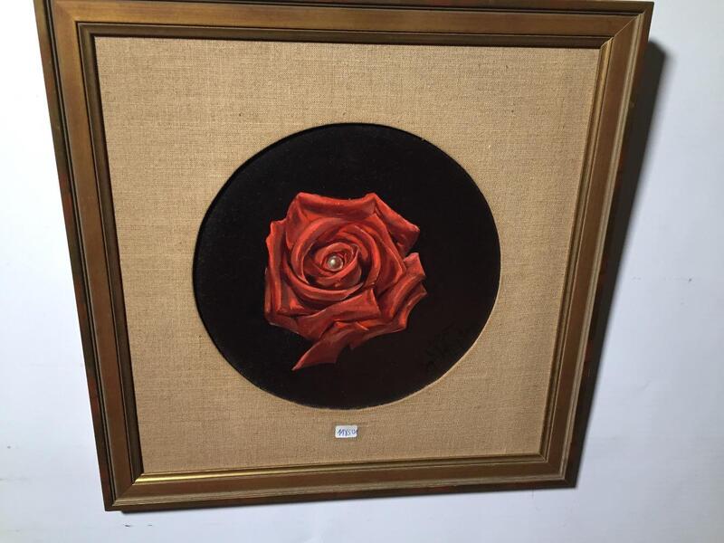 The red rose with the ( oil on panel )
