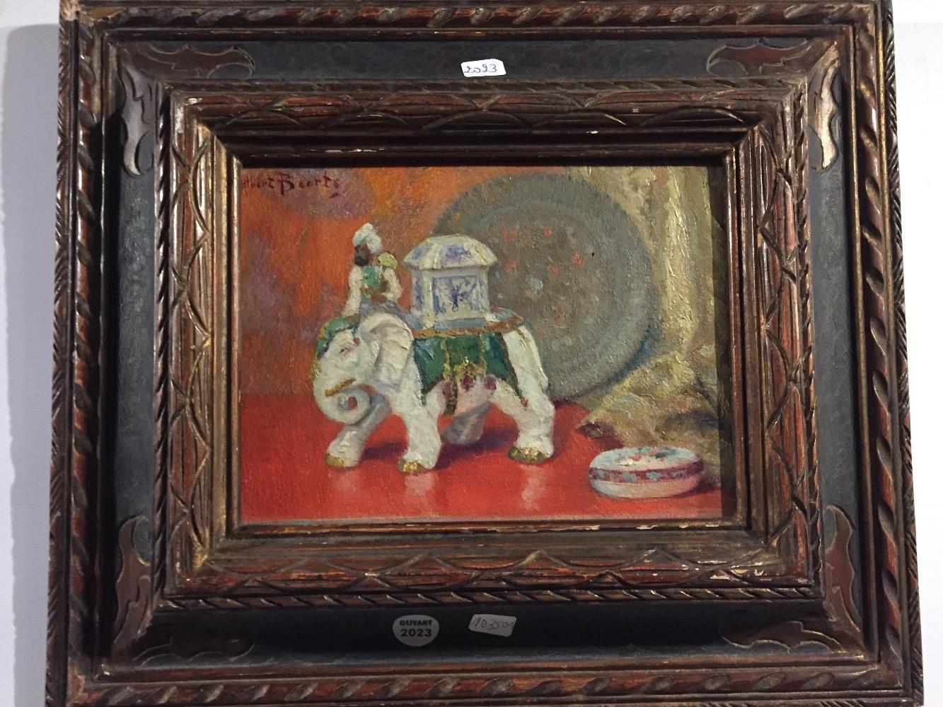 Stillife with statue of an elephant 