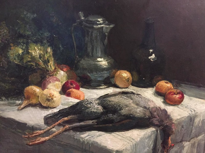 Stillife with a chicken and apples 
