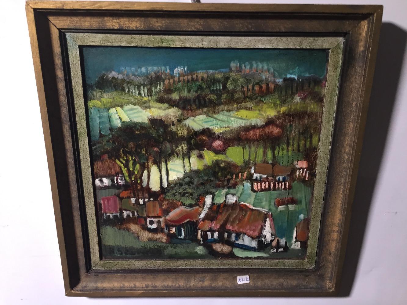 The Flemish village ( oil on panel )