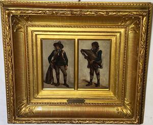The two musicians ( oil on canvas on panel )