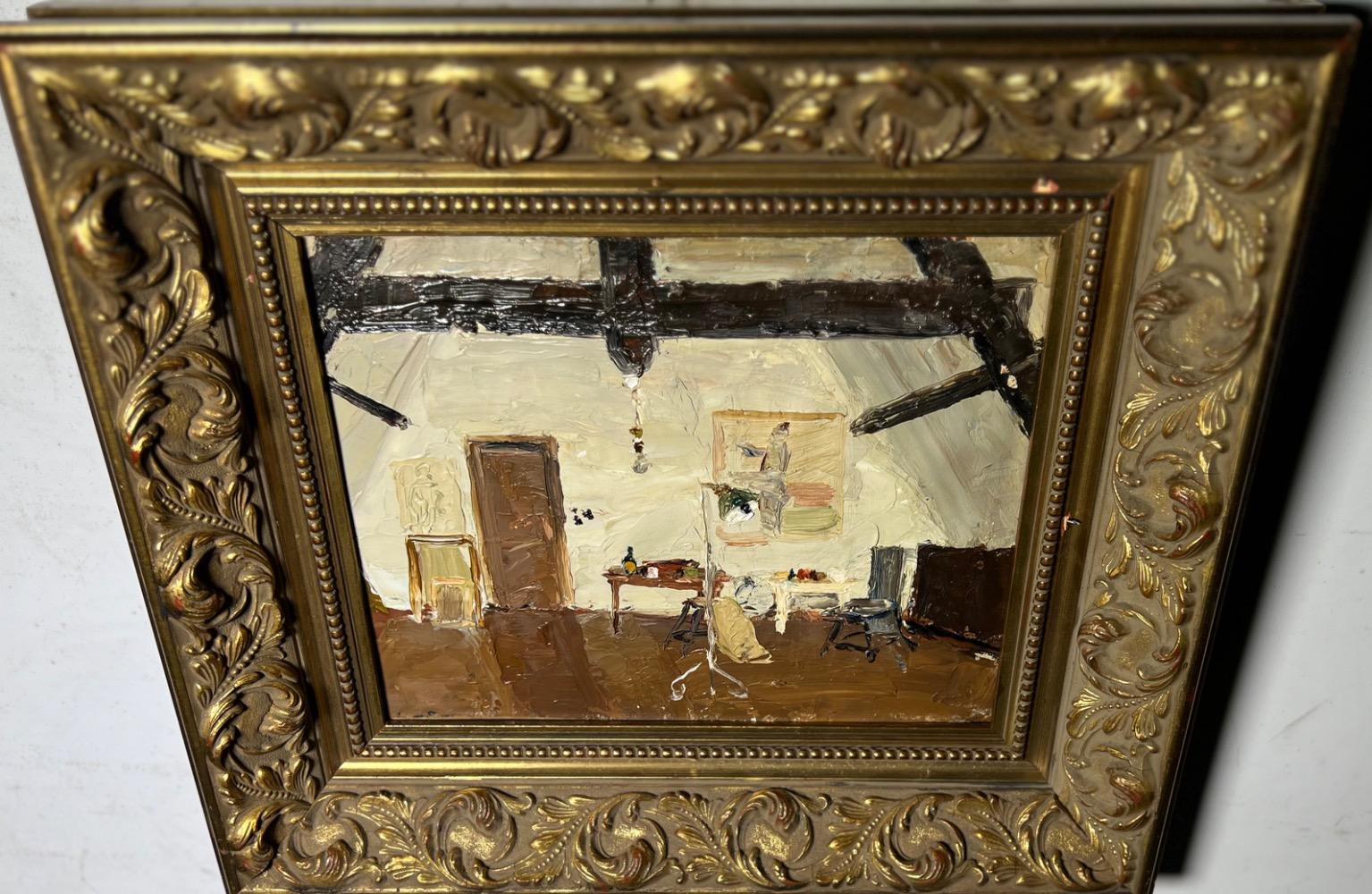The artist studio ( oil on canvas on board )