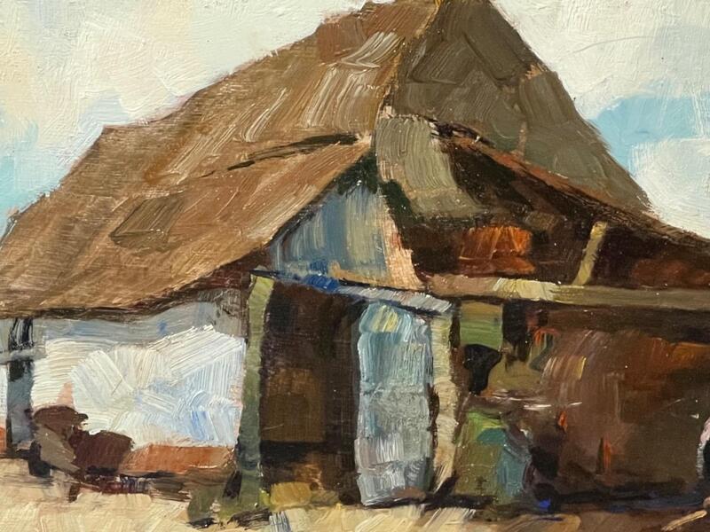 Barn in Flanders ( oil on panel )