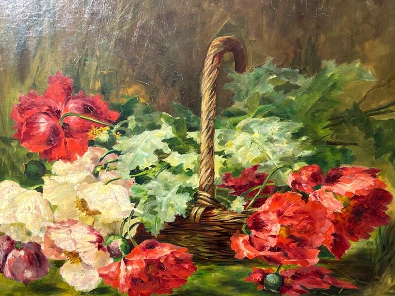 Basket with flowers ( oil on canvas )