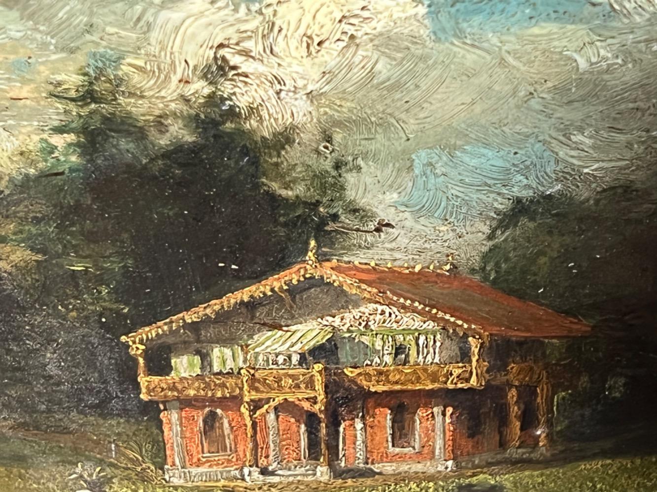The cottage ( oil on panel )