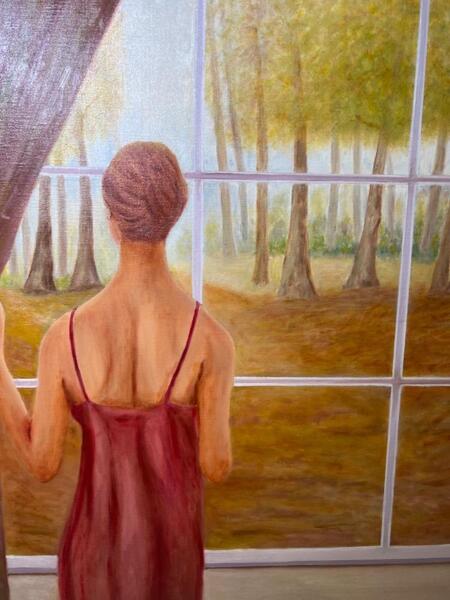 Girl waiting at the window ( oil on canvas )