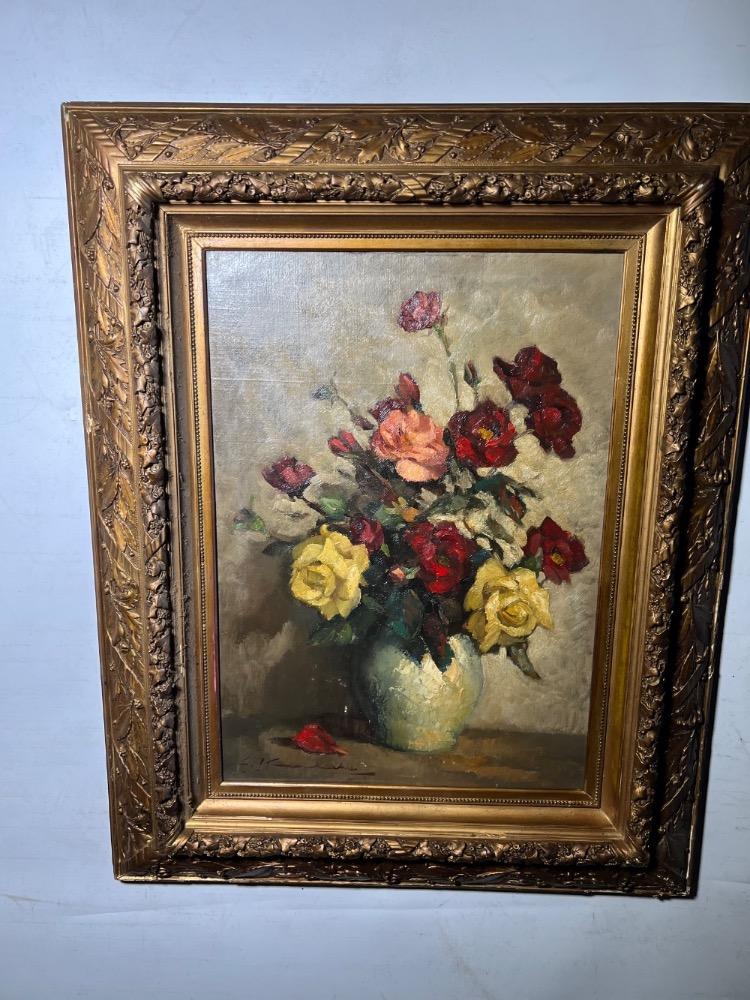 Stillife with roses ( oil on canvas on board )
