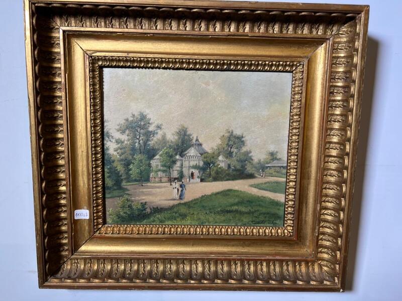 The gardens in Spa ( oil on panel )