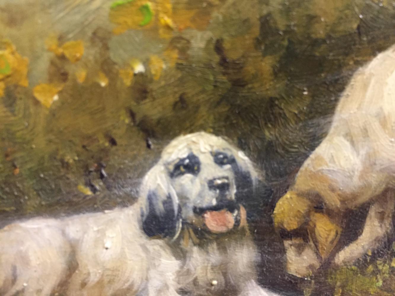 The two dogs ( oil on panel )