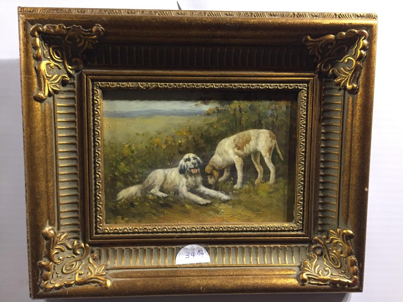 The two dogs ( oil on panel )