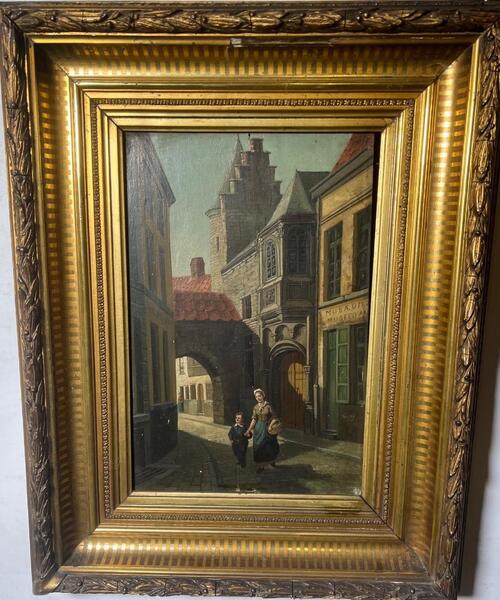 The visit to the museum ( oil on panel )