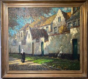 The daily life at the Beguinage ( oil on panel )
