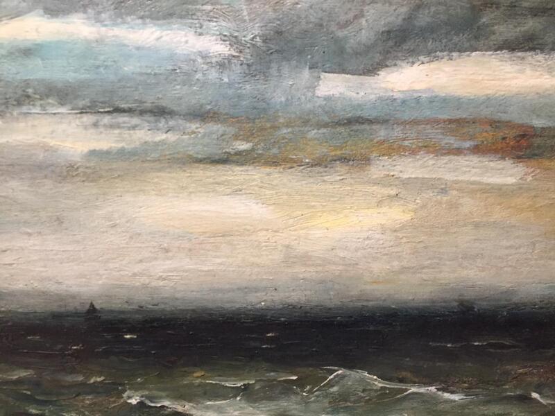Boats at sea ( oil on panel )