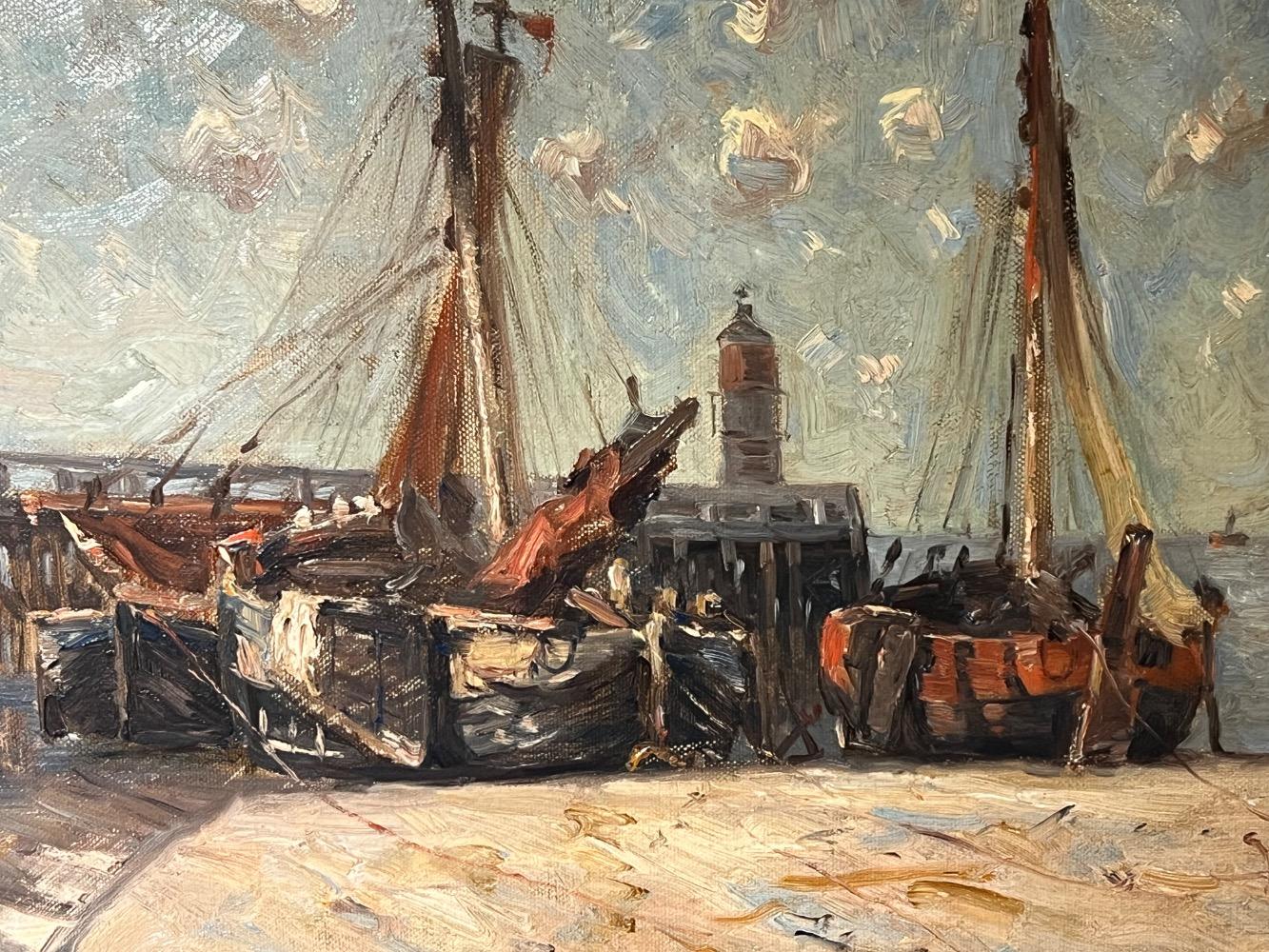 Boats at the beach ( oil on canvas )