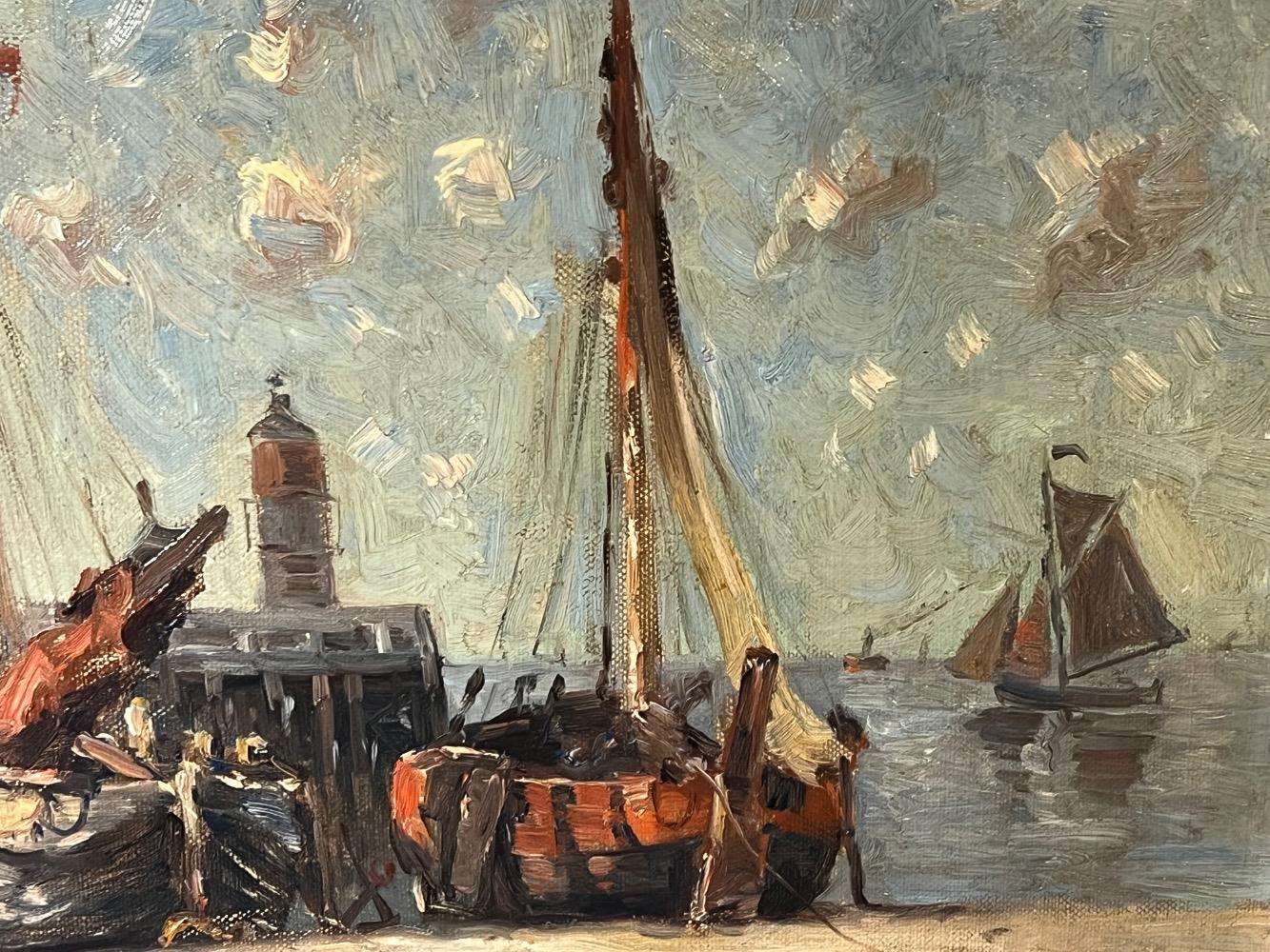 Boats at the beach ( oil on canvas )