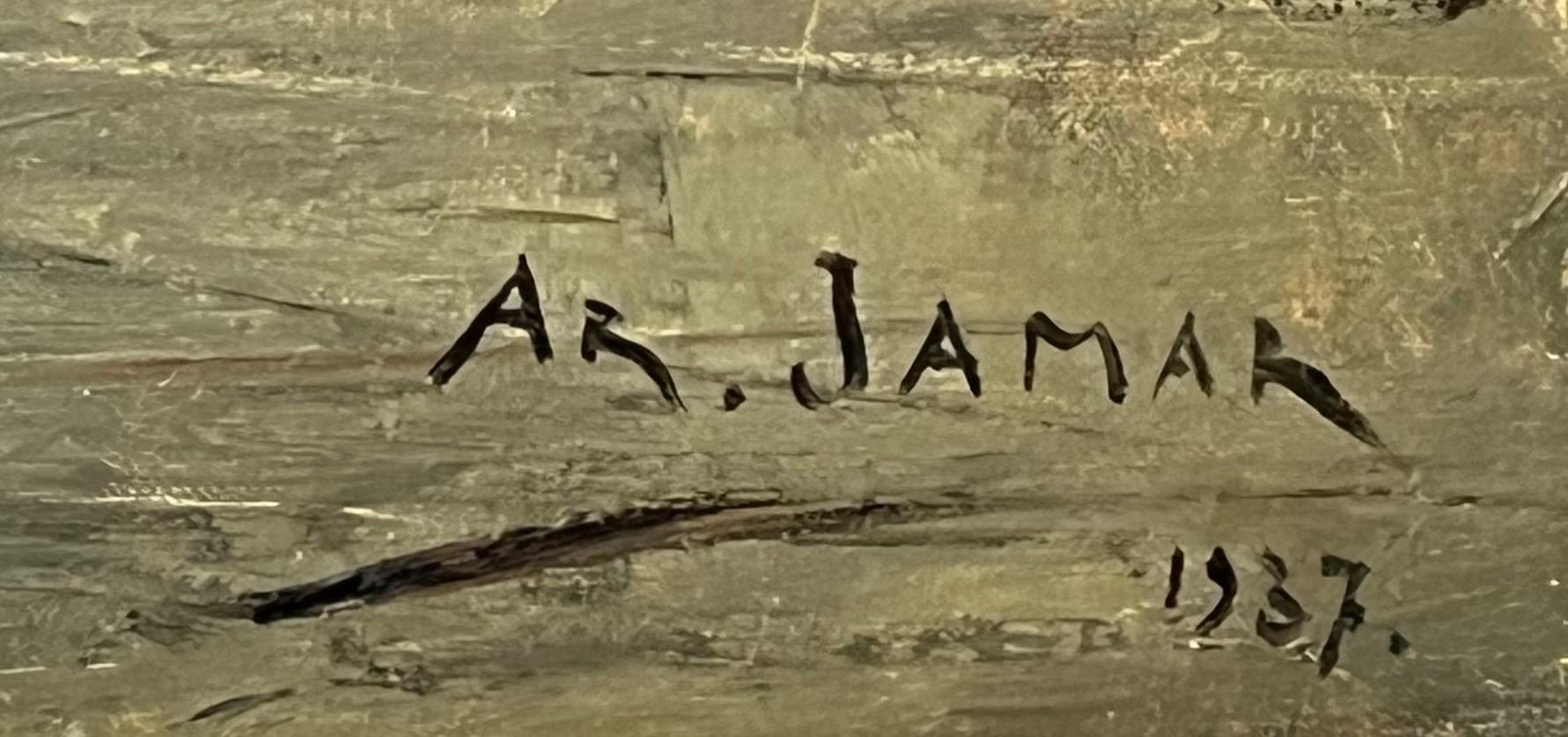 Boats in the harbour ( oil on canvas)